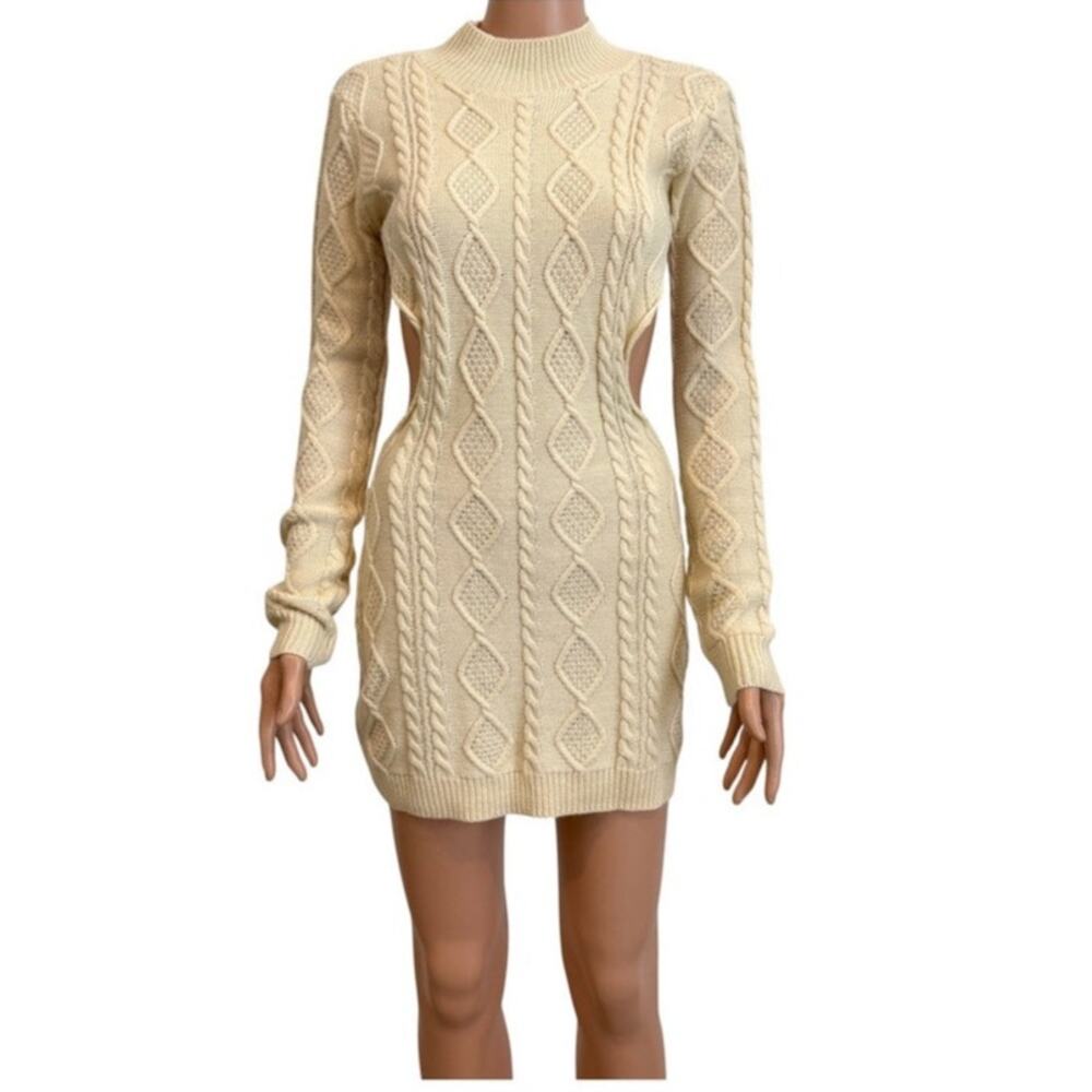 xxxiticat large backless mock neck mini sweater dress D2 3548